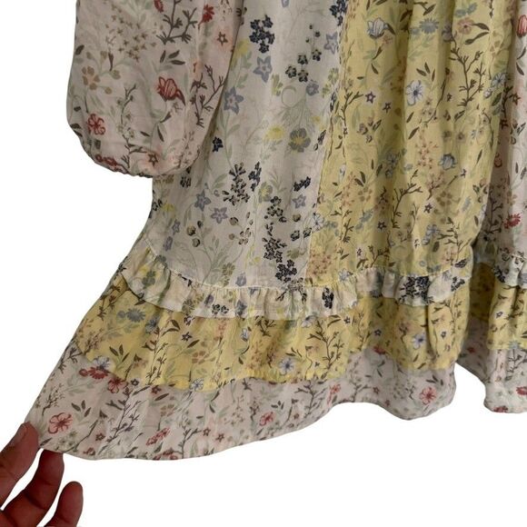 Cato Womens 22/24 Long Sleeve V-neck Floral Boho Color Block Button Front - Picture 5 of 6